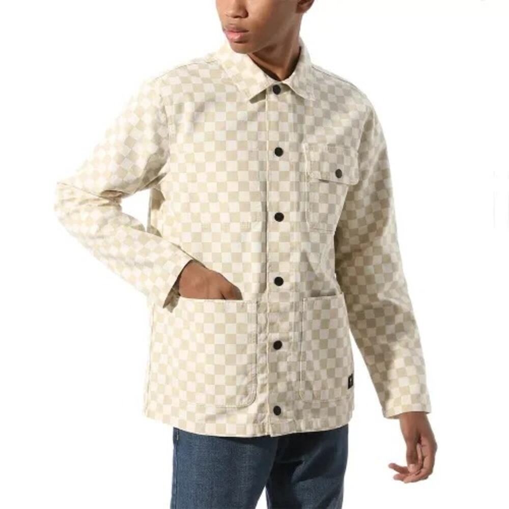 Vans Drill Chore Coat Antique White Checkers Canvas Jacket Men’s Medium